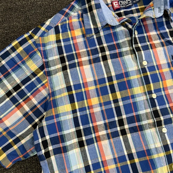 Ralph Lauren Chaps Mens XL Shirt Button Down Multicolor Plaid Linen Blend - Picture 4 of 14